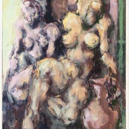 H. Moller, 2e moitié du 20e siècle, deux nus féminins avec c...