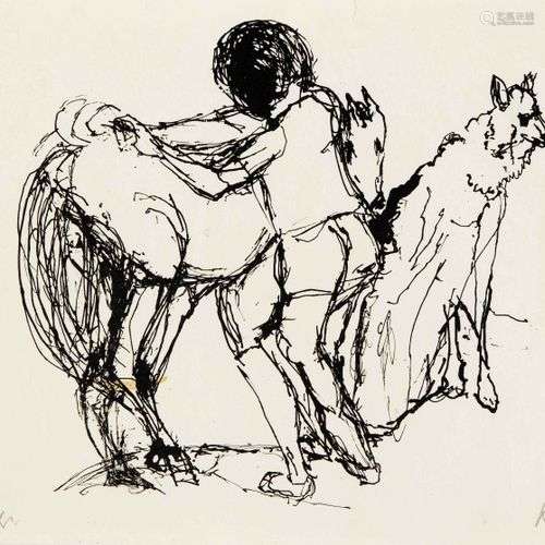 Charlotte Elfriede Pauly (1886-1981), Enfant avec animaux, l...