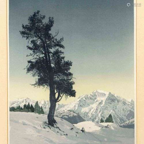 Hans Figura (1898-1978), ''Zirbel'', gravure en couleur, sig...