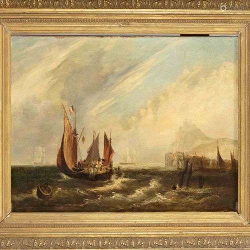 Peintre de marine anonyme du 19e siècle, voiliers de l'entré...