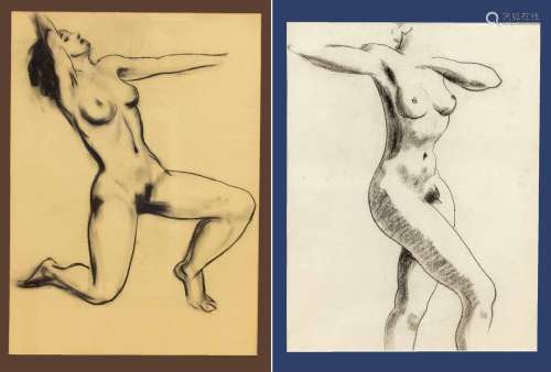 Dessinateur anonyme du 20e siècle, deux nus féminins, dessin...