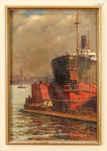 Max Gehlsen (1881-1960), Paire de scènes du port de Hambourg...
