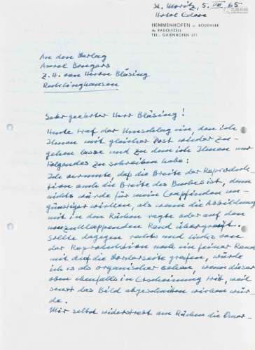 Erich Heckel autographe -- lettre de deux pages datée du 5.8...