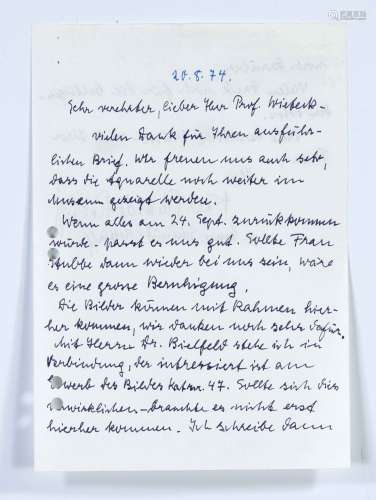 Karl Schmidt-Rottluff autographe -- Lettre de deux pages dat...