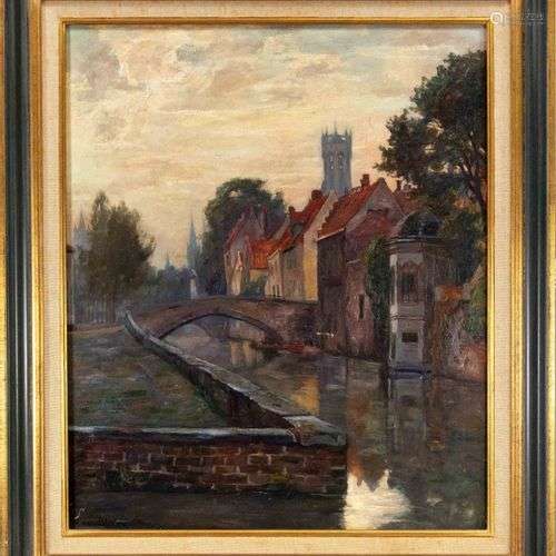 Hendrik van Bloem (1874-1960), Vue de Bruges, huile sur toil...