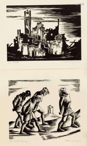 Ernst von Dombrowski (1896-1985), quatre gravures sur bois s...