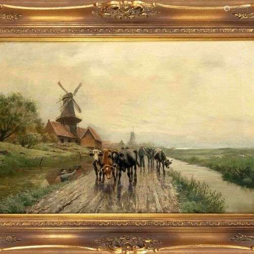 Johann Heinrich Limpert (1858-1938), Paysage néerlandais ave...