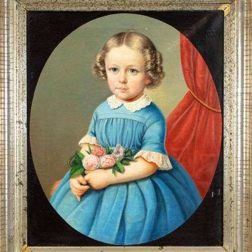 Portraitiste anonyme vers 1855, portrait d'enfant d'Emma Fau...