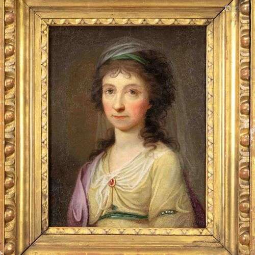 Portraitiste du classicisme vers 1800, portrait d'une femme ...