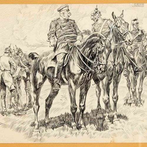 Max Krombach (1867-1947), Soldats prussiens se concertant av...