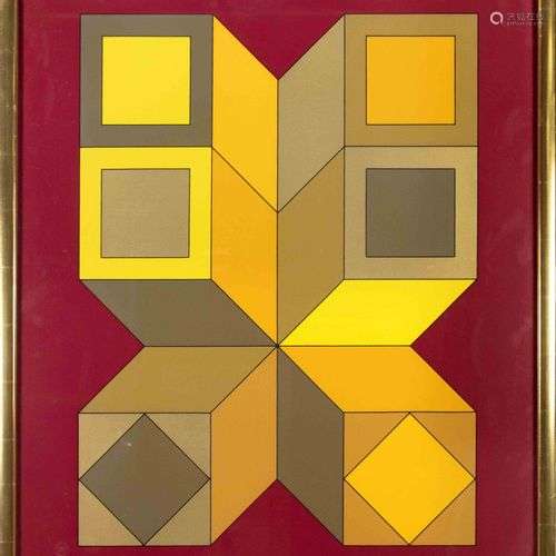 Victor Vasarely (1906-1997), composition Op-Art, sérigraphie...