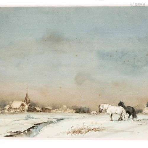 Nenad Karpov (1937-2018), peintre russe, Paysage d'hiver ave...