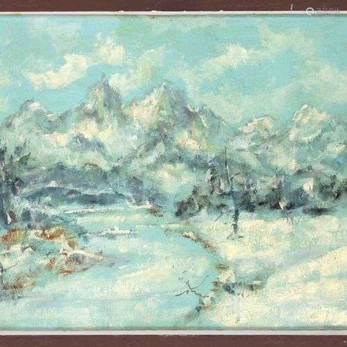Peintre non identifié vers 1900, Paysage d'hiver dans les Al...