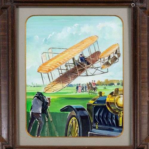 Illustrateur anonyme vers 1930, essais en vol avec un biplan...