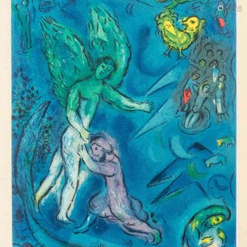 Marc Chagall (1887-1985), ''Jacob luttant avec l'ange'', lit...