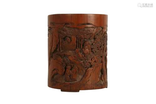 A CHINESE BAMBOO BRUSH POT, BITONG.