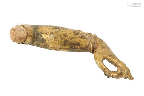 A CHINESE GILT-BRONZE ARM.