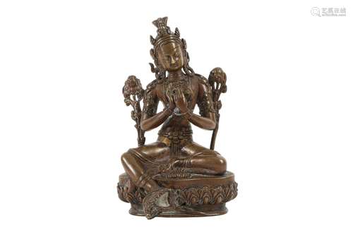 A TIBETAN BRONZE FIGURE OF TARA.