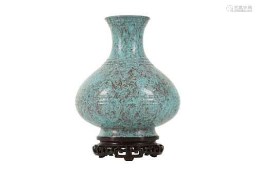 A CHINESE ROBIN'S EGG-GLAZED PEAR-SHAPED VASE.