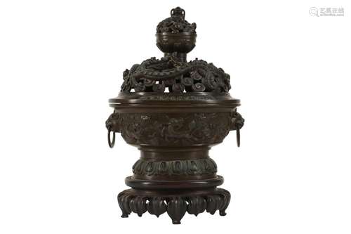 A CHINESE BRONZE 'MYTHICAL BEAST' INCENSE BURNER.