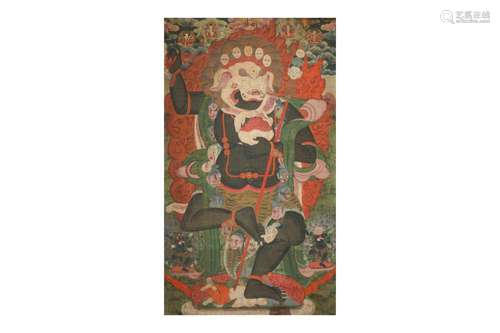 A LARGE TIBETAN PAINTING OF YAMARI DAIKINI.