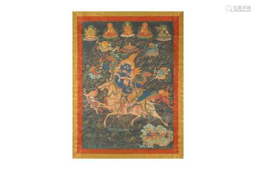 A TIBETAN THANGKA OF PALDEN LHAMO.