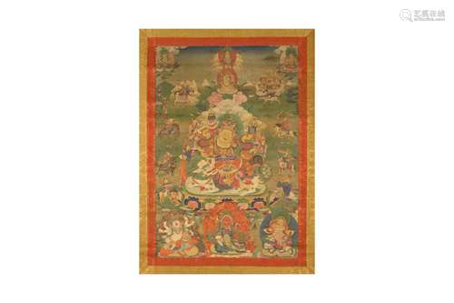 A TIBETAN THANGKA OF VAISHRAVANA.