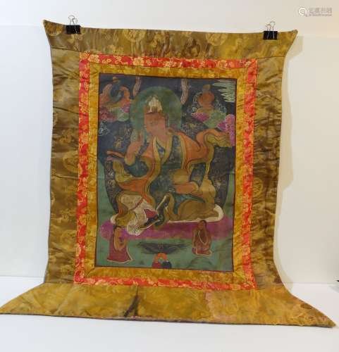 Tangka peint sur tissu représentant le Gourou rimpoche (Padm...