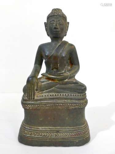 Rare Bouddha en bronze assis dans la position de la prise de...
