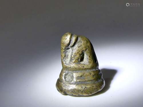 Poids à opium miniature en bronze en forme d'éléphant - Laos...