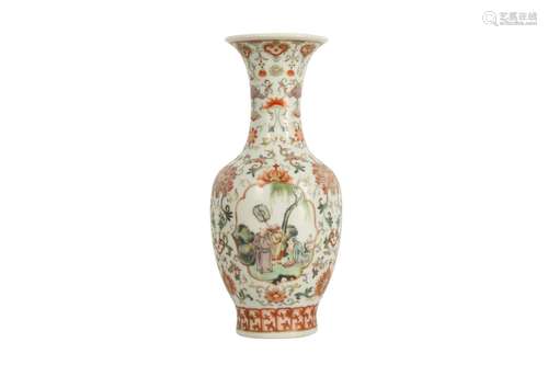 A CHINESE FAMILLE ROSE 'LOTUS SCROLL' VASE.