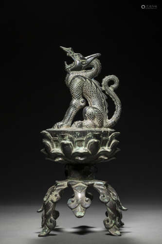 Bronze Censer with Dragon Design from Han