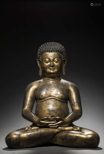 Copper and Golden Buddha Statue from Ming