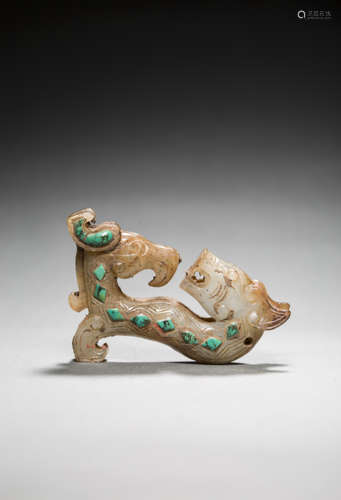 Jade inlaying with Tophus Dragon Ornament from Han