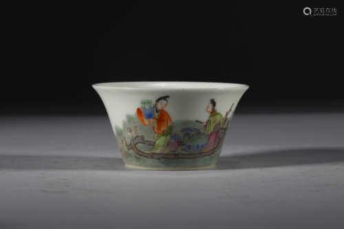 Famille Rose Kiln Cup in Horsehoe form from JiaQing