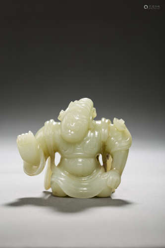 Jade Ornament in Human Statue from Qing