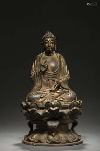 Golden Paint Sakyamuni Statue from Liao