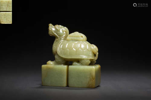 Jade Seal in Turtle form from Qing