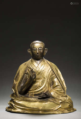 Copper and Golden Buddha Statue from Qing