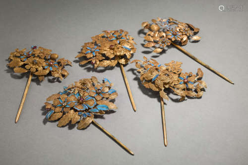 Silvering and Golden hairpin from Qing