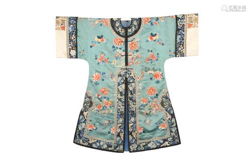 A CHINESE PALE BLUE GROUND INFORMAL LADY'S ROBE.