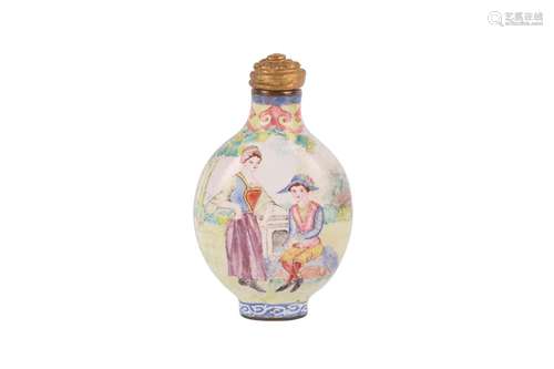 A CHINESE FAMILLE ROSE CANTON ENAMEL 'EUROPEAN FIGURES&...