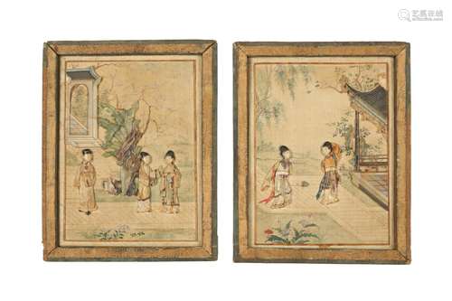 A PAIR OF CHINESE DOUBLE DIORAMAS.