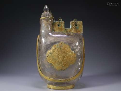 PARTIAL GOLD-FILED 'DRAGON' CRYSTAL BOTTLE