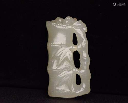 CHINESE WHITE JADE CARVING PIECE OF BAMBOO