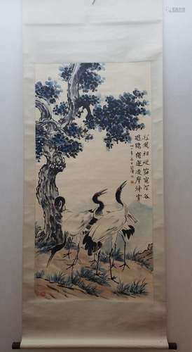 PAINTING OF TREE AND CRANES, XU BEIHONG