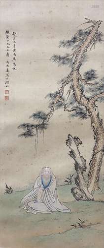 PAINTING OF SCHOLOR AND PINE TREE, FENG ZHONGLIAN