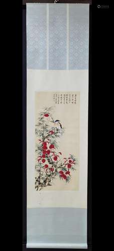 PAINTING OF BIRD AND RED LEAVES, XIE ZHILIU