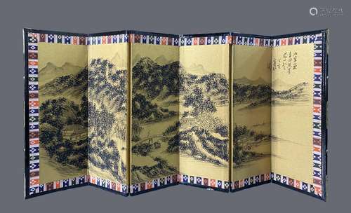 FOLDED TABLE SCREEN PAINTING, HUANG BINHONG