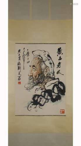 CHINESE PAINTING OF AN ELDER, LIU WENXI